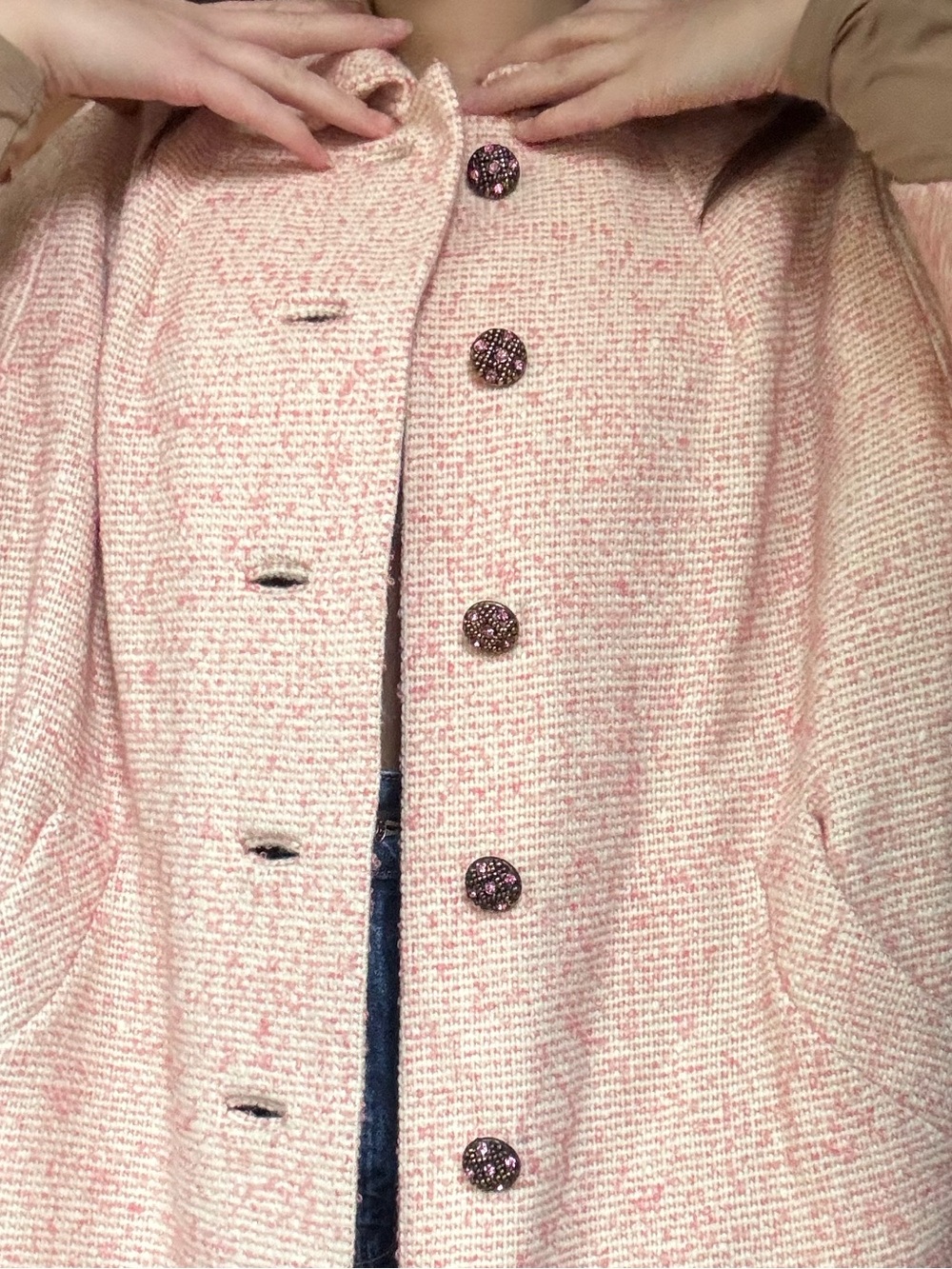 DUMAS 1960's Pink Tweed Button-Up Jacket - Picture 5 of 8